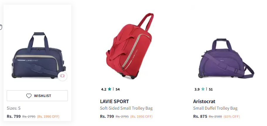 Image of LAVIE SPORT Galactic Wheel Duffle Trolley Bag Starting @ ₹799