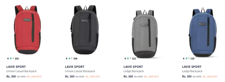 Image of LAVIE SPORT Ledge Backpack Starting at ₹300 + Save Extra 10% with Coupon 