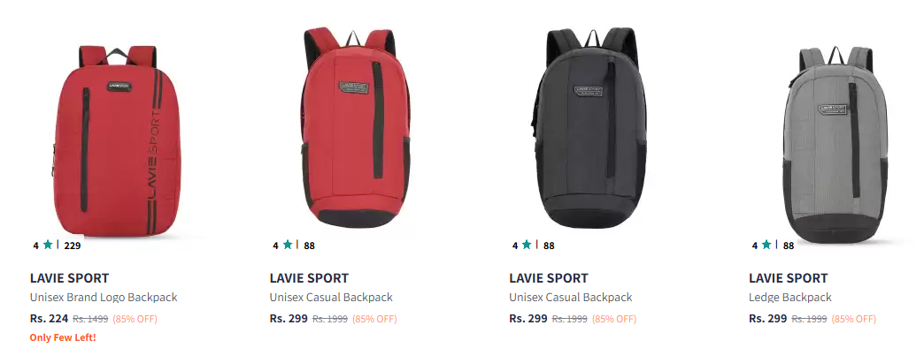 Image of LAVIE SPORT Unisex Brand Logo Backpack Starts Price @ ₹224