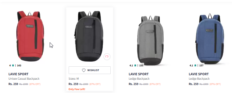 Image of LAVIE SPORT Unisex Casual Backpack Starting @ ₹259