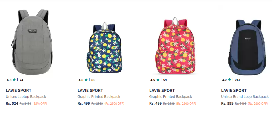 Image of LAVIE SPORT Unisex Laptop Backpack Starting Price @₹499