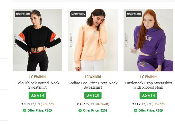 Image of LC Waikiki Women Sweatshirts Minimum 80% Discount 