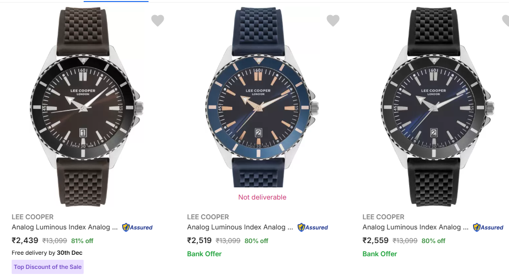 Image of LEE COOPER Analog Luminous Index Analog Watch - For Men up to 80% Discount