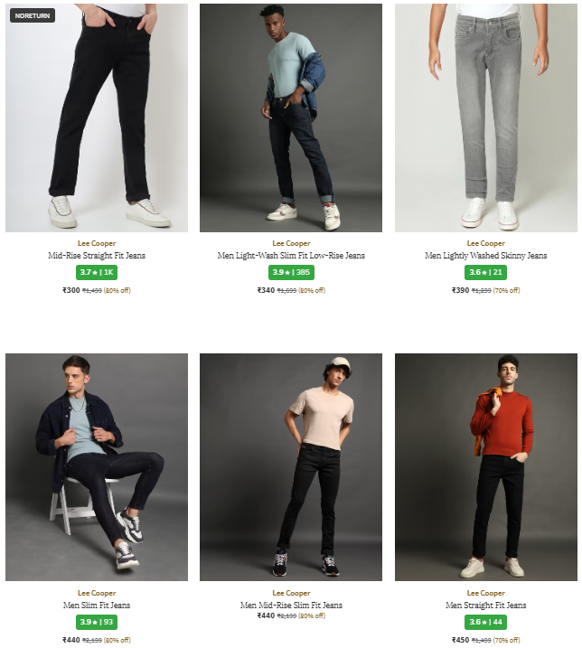 Image of LEE COOPER Brand Men's Jeans @ Flat 80% Discount