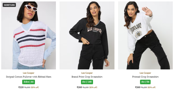 Image of LEE COOPER Brand Women's Sweaters & Sweatshirts @ Up to 80% Discount