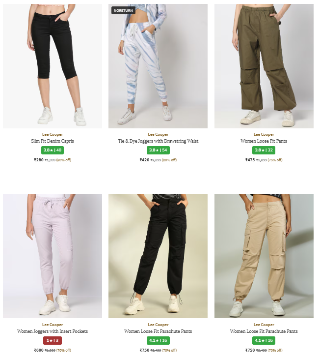 Image of LEE COOPER Brand Women's Trousers & Pants @ Up to 80% Discount