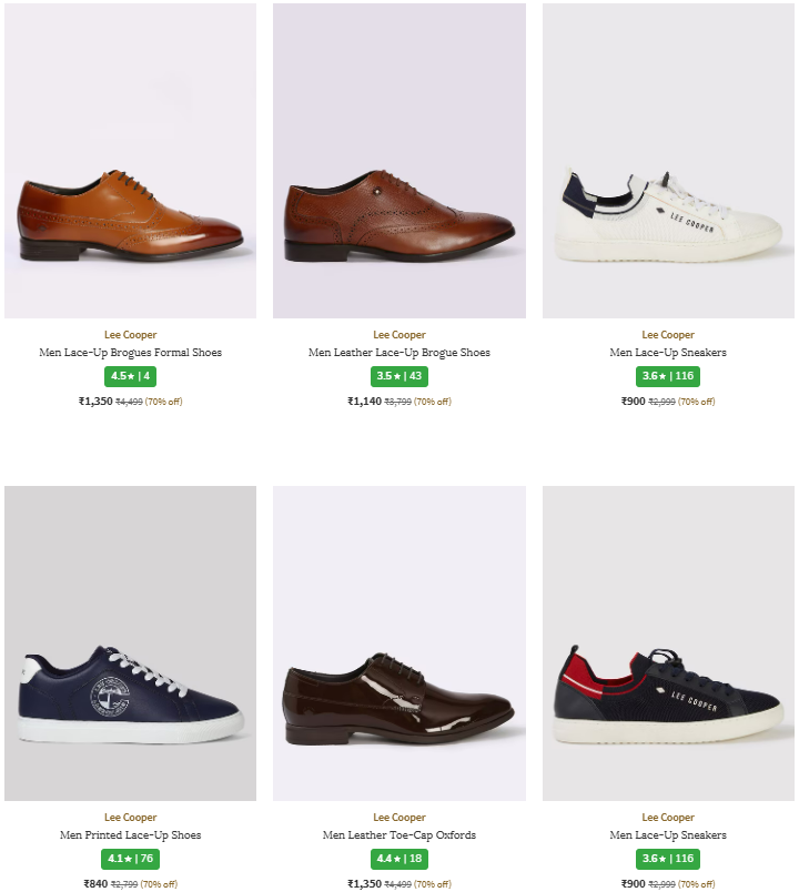 Image of LEE COOPER Men's Lace-Up Formal Shoes Minimum 70% Discount @ #Ajio 