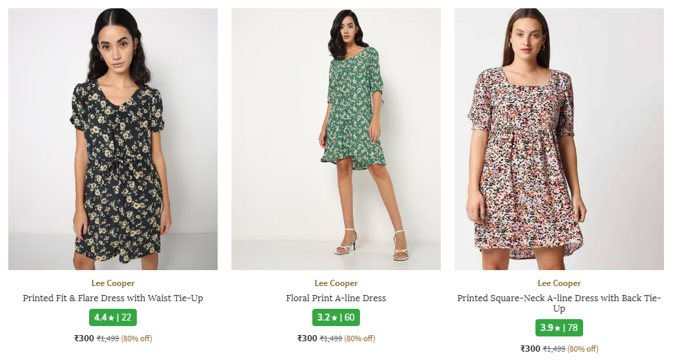 Image of LEE COOPER Printed Fit & Flare Dress Starting Price @ ₹300