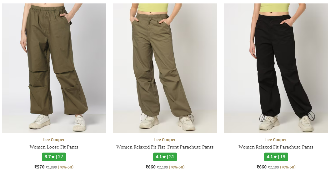 Image of LEE COOPER Women Loose Fit Pants at 50%-80% Discount 