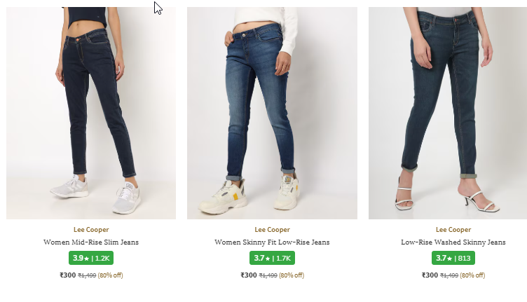 Image of LEE COOPER Women Mid-Rise Slim Jeans Starting @ ₹300