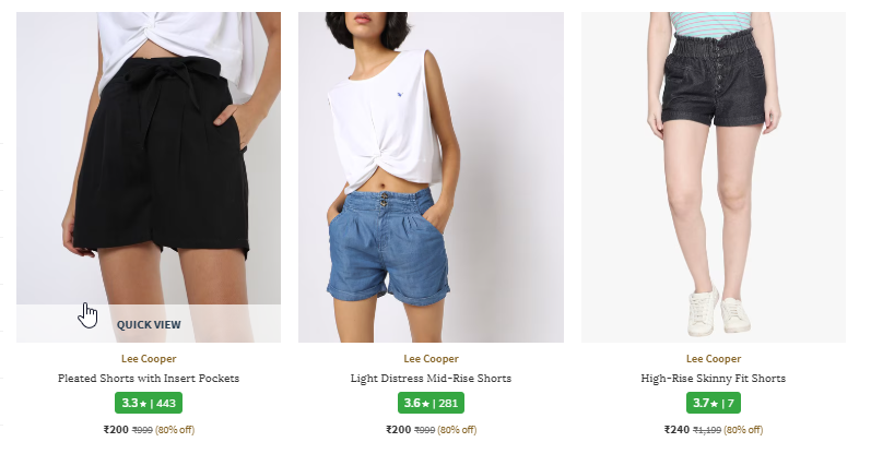 Image of LEE COOPER Women's Pleated Shorts Starting @ ₹200