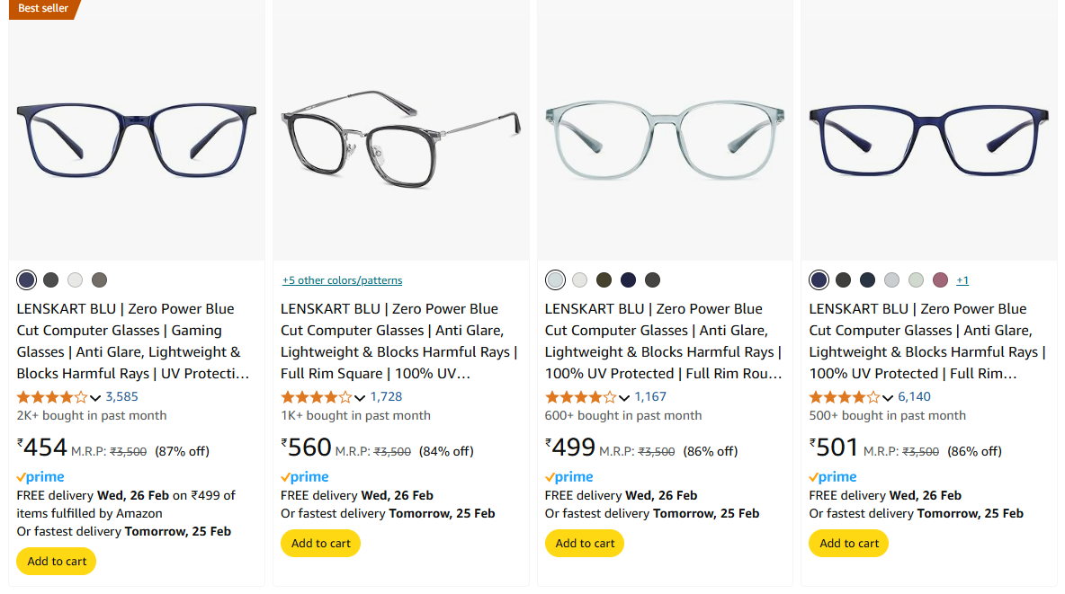 Image of LENSKART BLU Computer Glasses Minimum 80% Discount