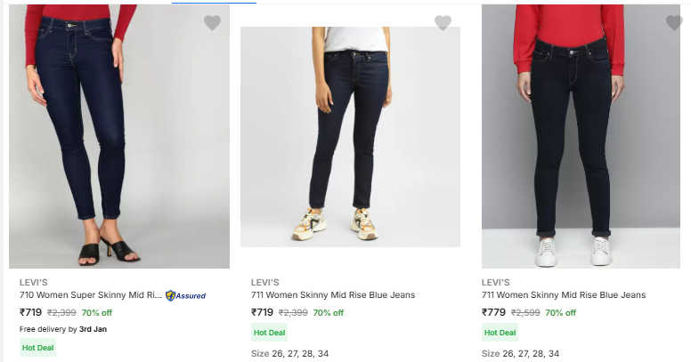 Image of LEVI'S Women Fashion Jeans Starts @ ₹719