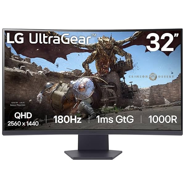 Image of LG (32GS60QC) Ultragear 32 inch curved gaming monitor.