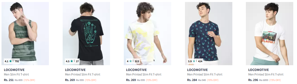 Image of LOCOMOTIVE Men Slim Fit T-shirt starting @ ₹251 