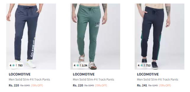 Image of LOCOMOTIVE Men Trackpants Starts ₹220