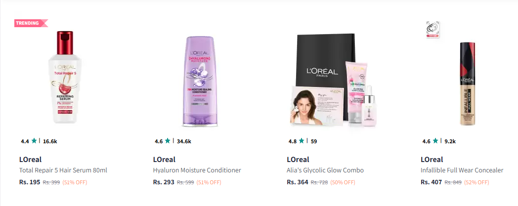 Image of LOreal Beauty Product Starting At @₹195