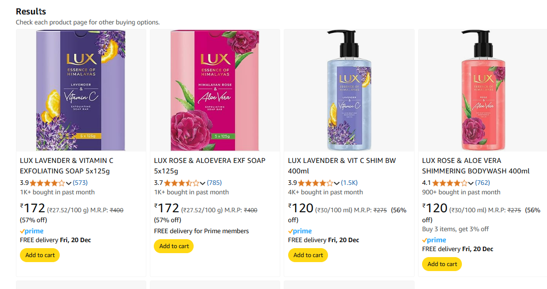 Image of LUX Beauty Products upto 57% Discount