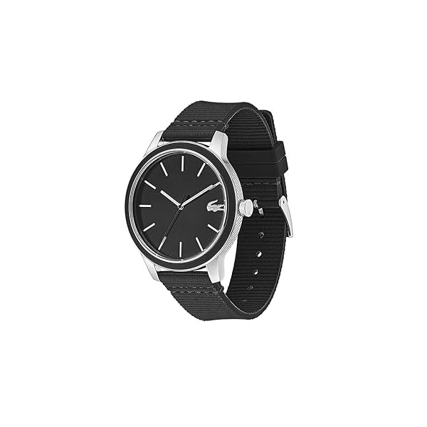 Image of Lacoste Lacoste.12.12 Qtz Basic Black Round Dial Men's Watch|Black Silicone Material|Black Color Band - 2011087