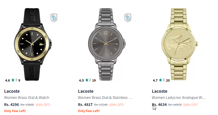 Image of Lacoste Women Grey Brass Dial Stainless Steel Bracelet Style Straps Analogue Watch up to 69% Discount