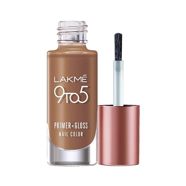 Image of Lakmé 9 to 5 Primer + Gloss Nail Colour, Caramel Case, 6 ml