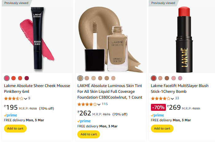 Image of Lakme Beauty Product Minimum 70% Discount