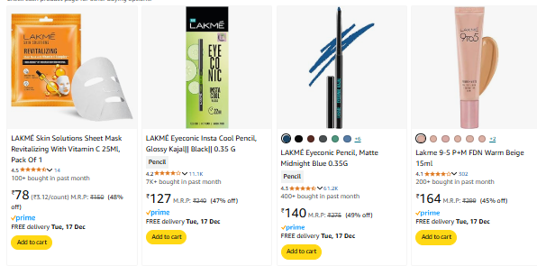 Image of Lakme Beauty Product Start Price ₹78