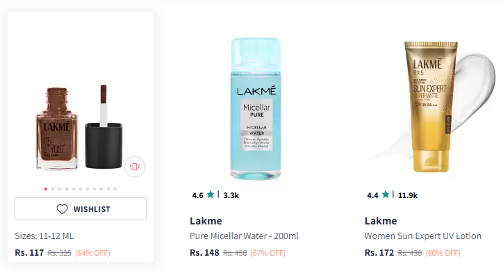 Image of Lakme Beauty Product Starting Price @₹117