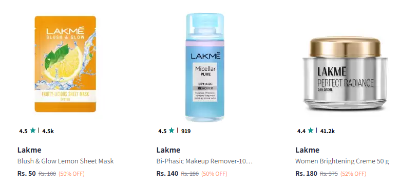 Image of Lakme Beauty Product Starting Price @ ₹50