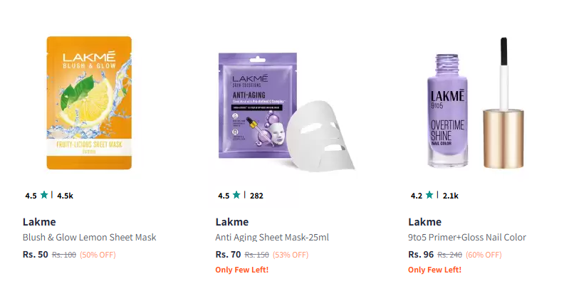 Image of Lakme Beauty Product Starting Price @ ₹50