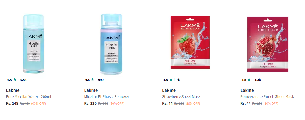 Image of Lakme Beauty Product Starts @ ₹44