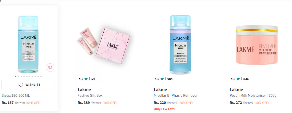 Image of Lakme Beauty Product's Min. 60% Off