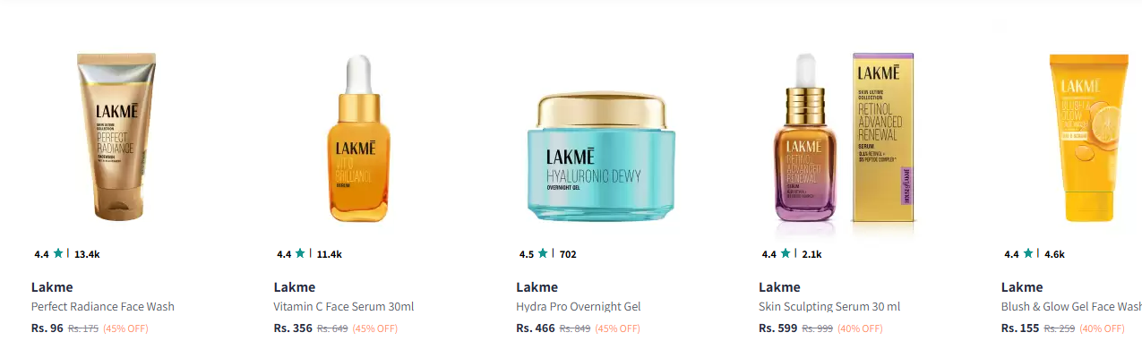 Image of Lakme Face Serum , Face Wash & Cleanser up to 45% Discount 