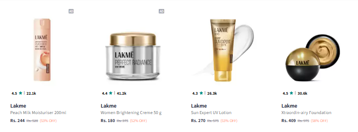 Image of Lakme Products Minimum 50% Discount