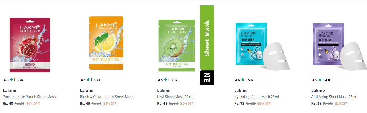 Image of Lakme Sheet Mask Starting @ ₹40