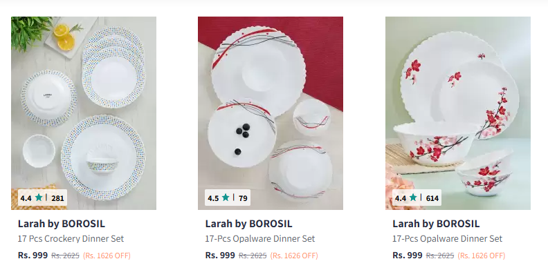 Image of Larah By Borosil Crockery Set Starting at ₹999 