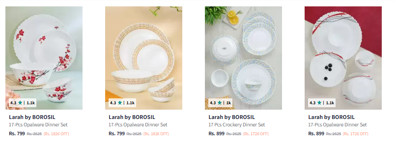 Image of Larah By Borosil Dinner Sets Starting At ₹799