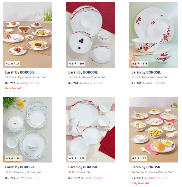 Image of Larah By Borosil Dinner set @ Minimum 70% Discount