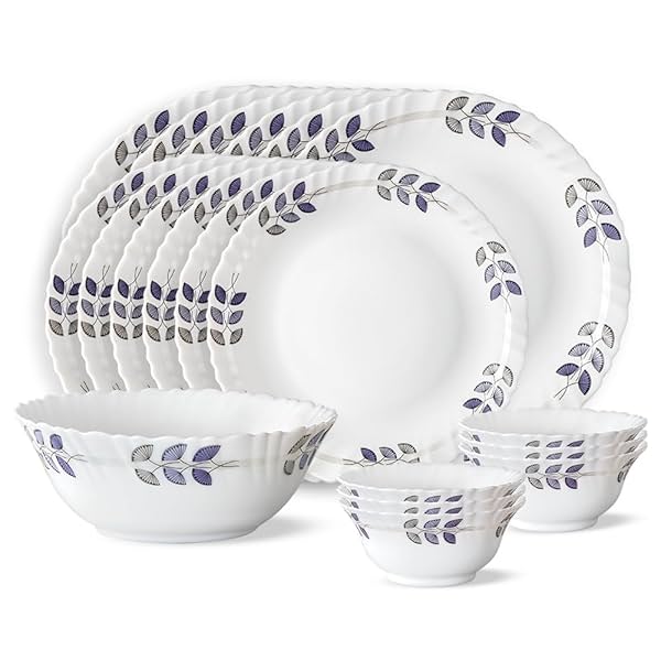 Image of Larah By Borosil Floret Opalware Dinner Set, 19-Pieces