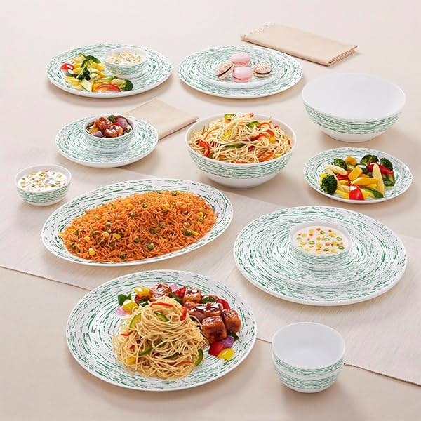 Image of Larah By Borosil Moon Green Nova Dinner Set 21Pcs