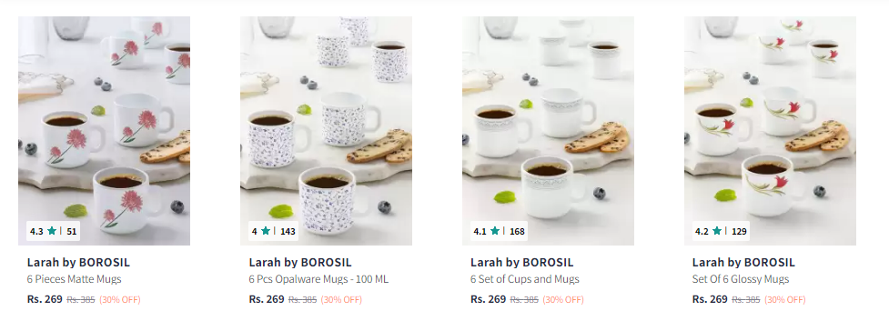 Image of Larah by BOROSI The cup set ( pack of 6 ) Starting at ₹269