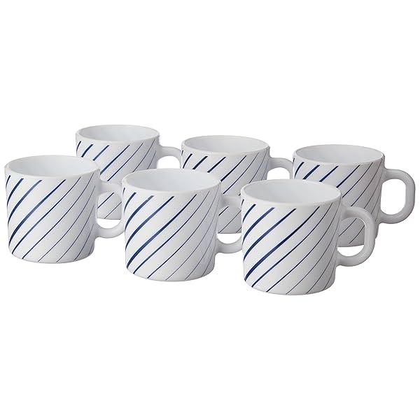 Image of Larah by BOROSIL Indigo Ray Opalware Mug, Set of 6