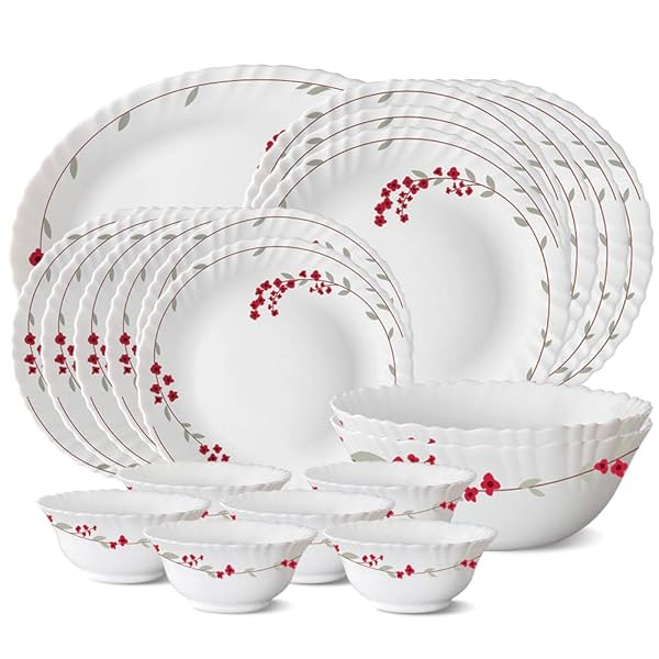 Image of Larah by BOROSIL Verona Opalware Dinner Set, 21-Pieces, White