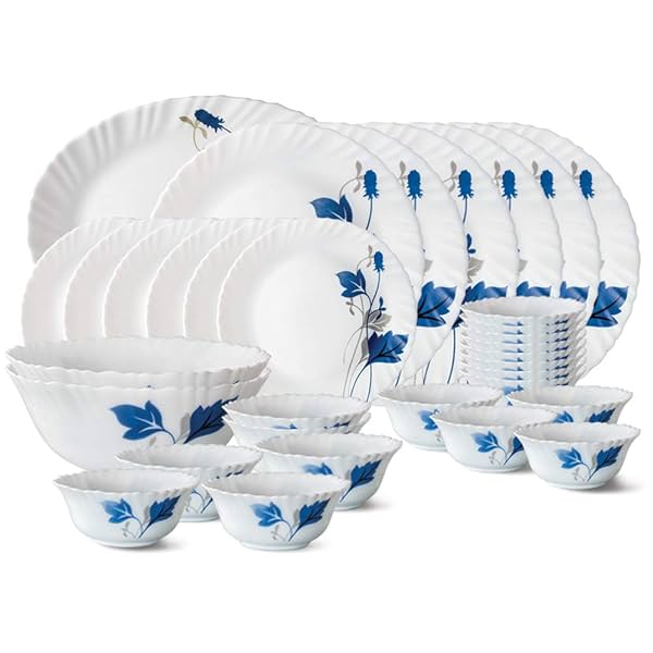 Image of Larah by Borosil Ageria Opalware Dinner Set, 33-Pieces, White