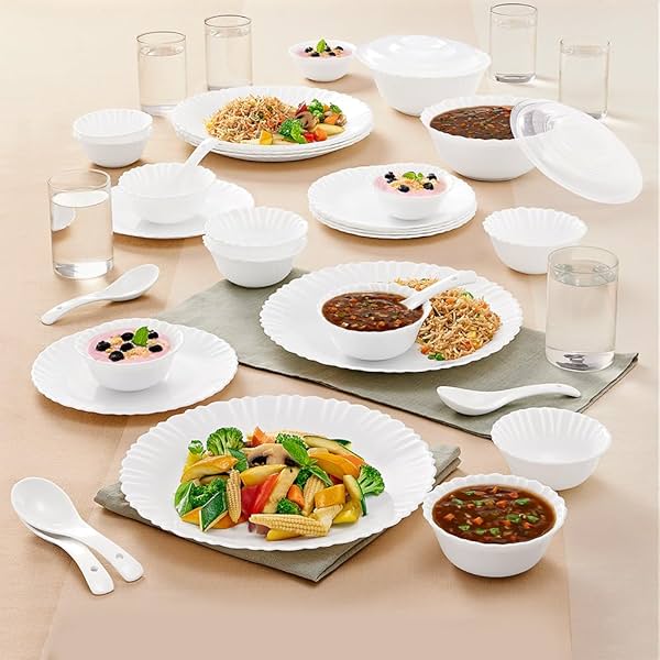 Image of Larah by Borosil Brand Logo Silk Solid Series Opalware Dinner Set 