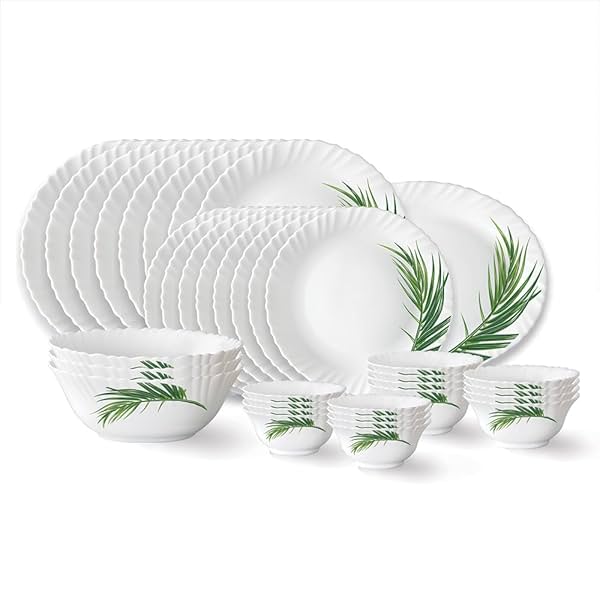 Image of Larah by Borosil Crescent Fluted Series Opalware Dinner Set