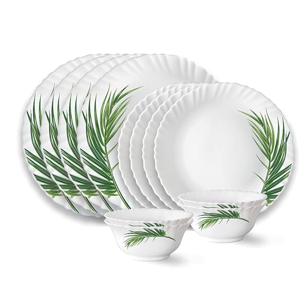 Image of Larah by Borosil Crescent Fluted Series Opalware Dinner Set