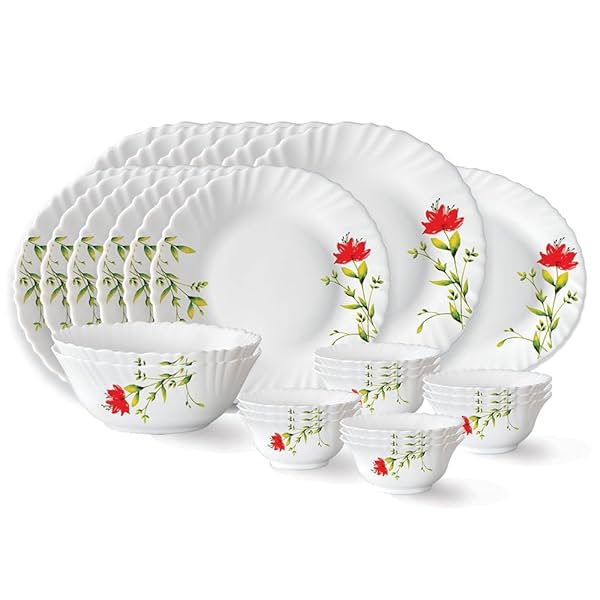 Image of Larah by Borosil Fluted Series Oriental Opalware Dinner Set 