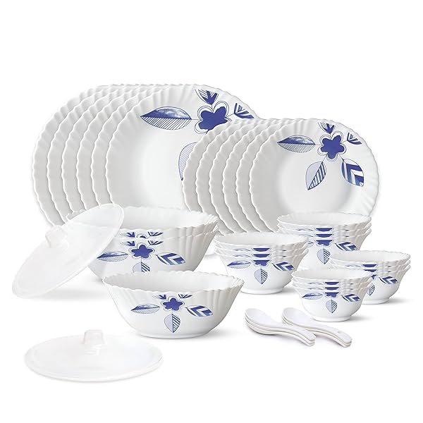 Image of Larah by Borosil Morning Glory Silk Series Opalware Dinner Set