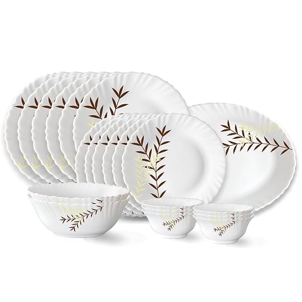 Image of Larah by Borosil Oak Fluted Series Opalware Dinner Set